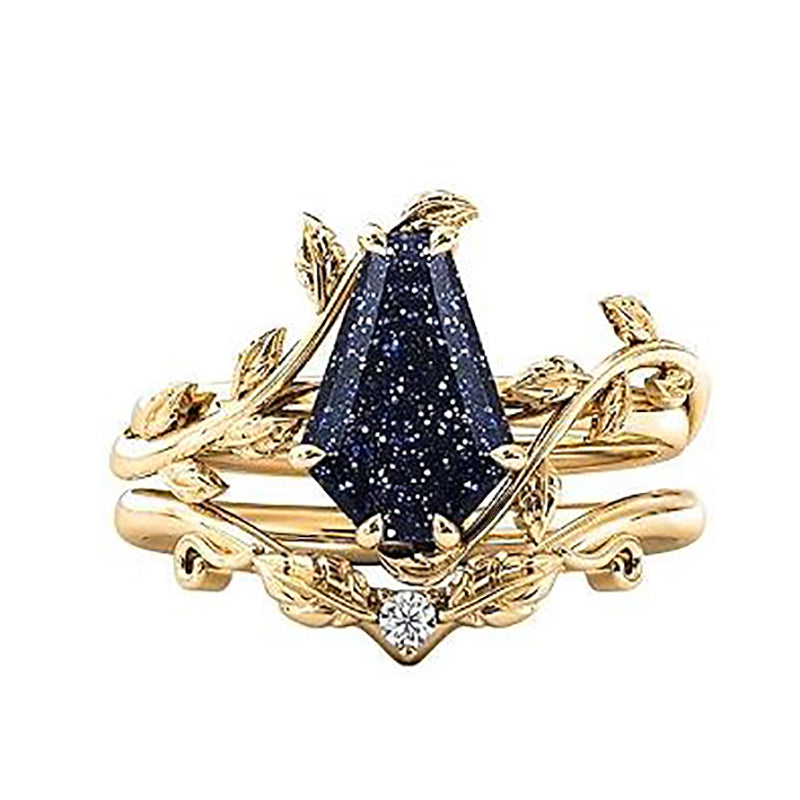 Sterling Silver Coffin Shap Vintage Gemstone Set Engagement Ring