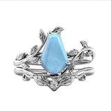 Sterling Silver Coffin Shap Vintage Gemstone Set Engagement Ring