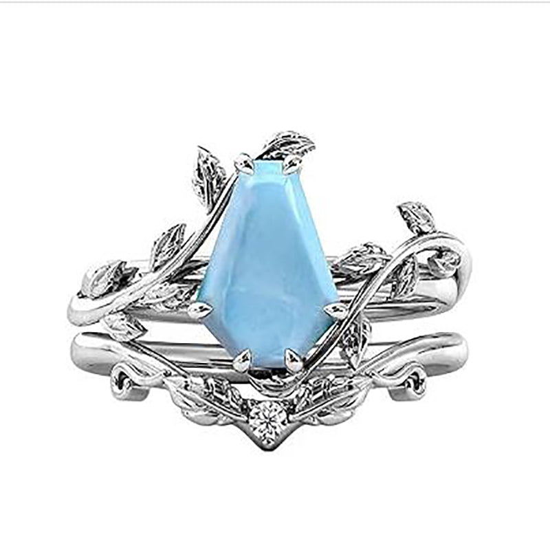 Sterling Silver Coffin Shap Vintage Gemstone Set Engagement Ring
