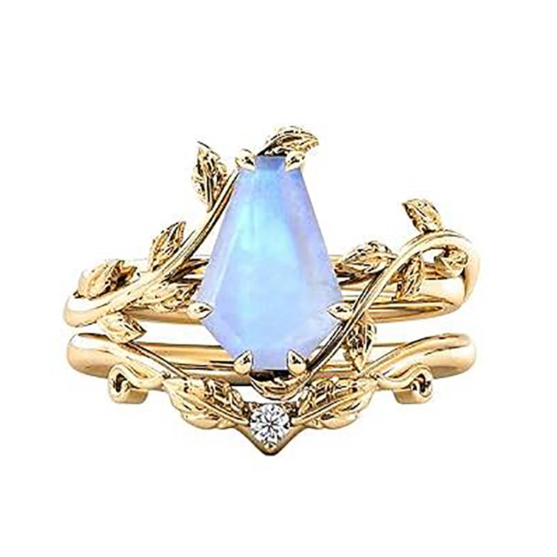 Sterling Silver Coffin Shap Vintage Gemstone Set Engagement Ring