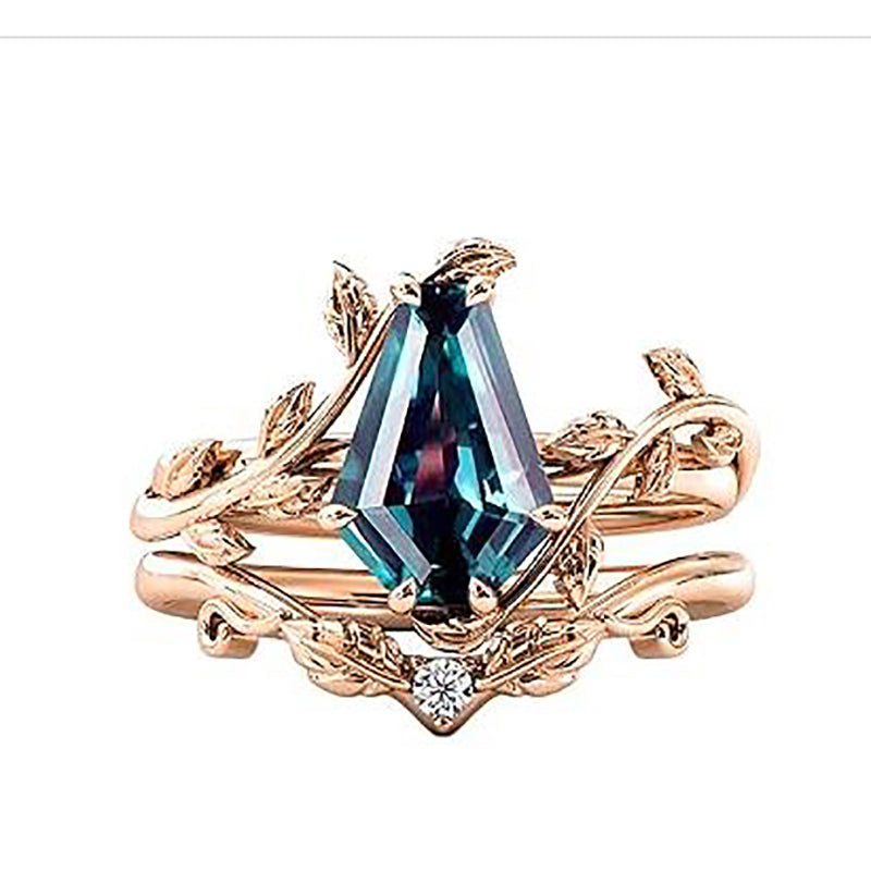 Sterling Silver Coffin Shap Vintage Gemstone Set Engagement Ring