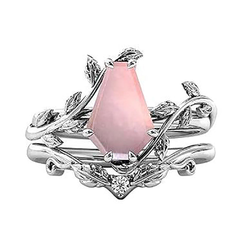 Sterling Silver Coffin Shap Vintage Gemstone Set Engagement Ring