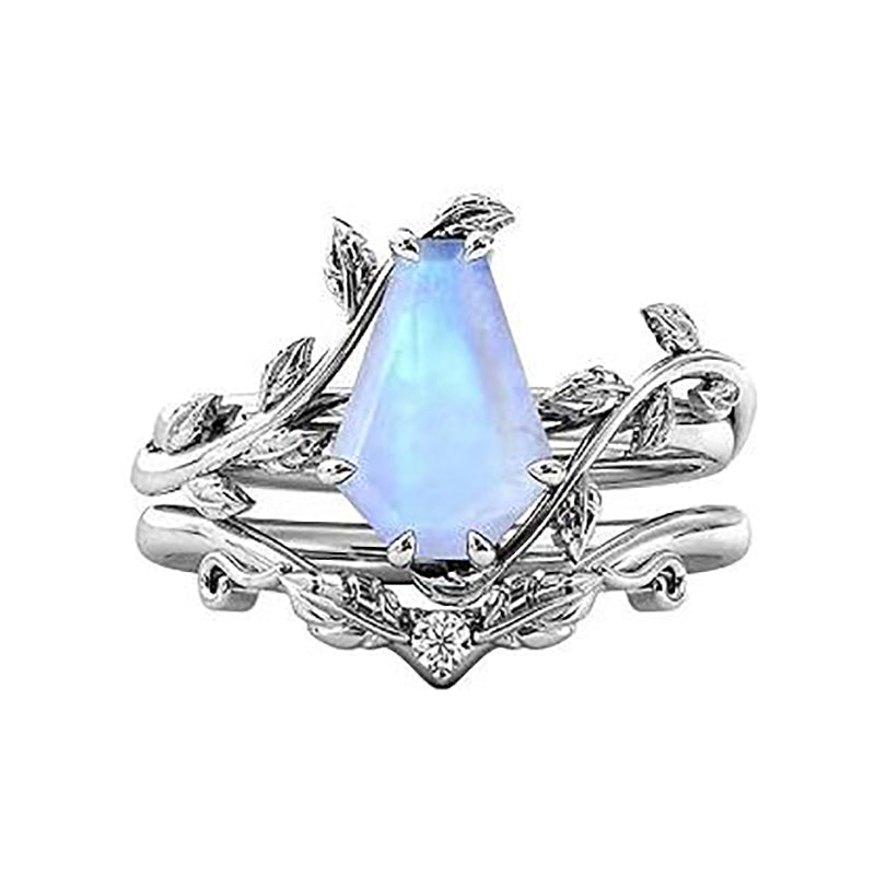 Sterling Silver Coffin Shap Vintage Gemstone Set Engagement Ring