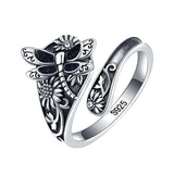 Sterling Silver Oxidized Dragonfly Butterfly Hummingbird Sea Turtle Anchor Cross Tree of Life Sunflower Spoon Ring