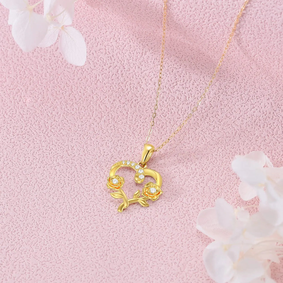 14k Gold Birth Flower Pendant Necklace