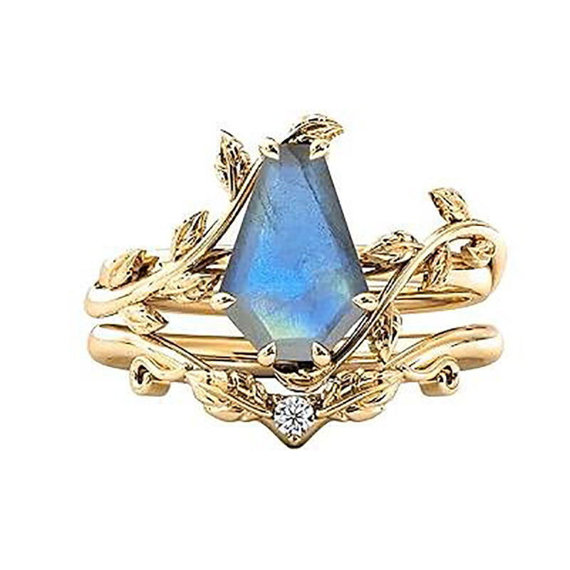 Sterling Silver Coffin Shap Vintage Gemstone Set Engagement Ring