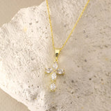 Sterling Silver 5A Cubic Zirconia Cross Pendant Necklace