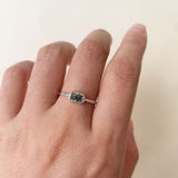 Sterling Silver Natural Moss Agate  Ring with Opal, Blue Topaz, Baguette, and Cubic Zirconia