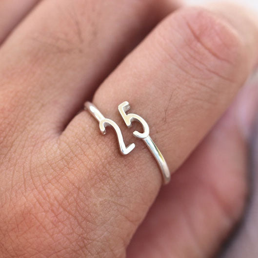 Sterling Silver Personalized Number Ring