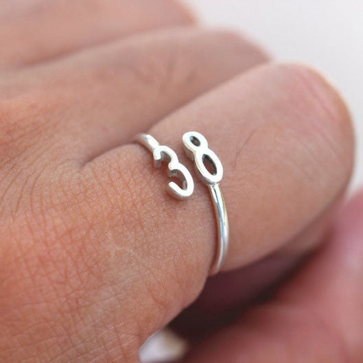 Sterling Silver Personalized Number Ring