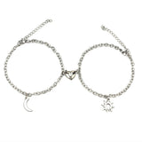 Sun And Moon with Heart Magnets Couples Bracelet