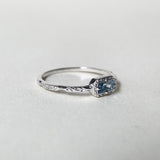 Sterling Silver Natural Moss Agate  Ring with Opal, Blue Topaz, Baguette, and Cubic Zirconia