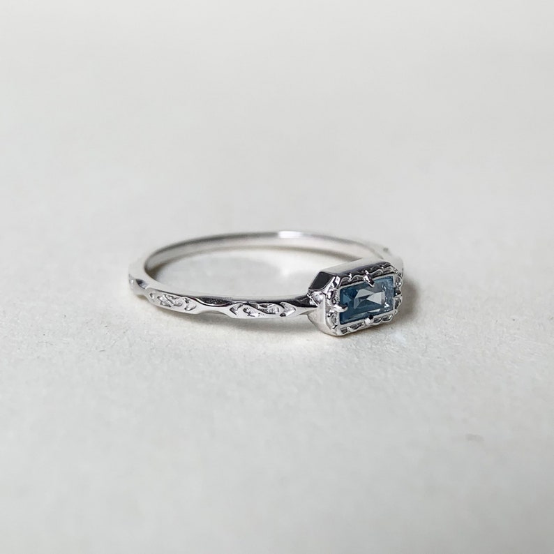 Sterling Silver Natural Moss Agate  Ring with Opal, Blue Topaz, Baguette, and Cubic Zirconia