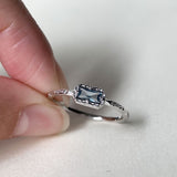 Sterling Silver Natural Moss Agate  Ring with Opal, Blue Topaz, Baguette, and Cubic Zirconia