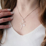 Sterling Silver Personalized Birth Flower Bouquet Pendant Necklace
