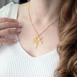 Sterling Silver Personalized Birth Flower Bouquet Pendant Necklace