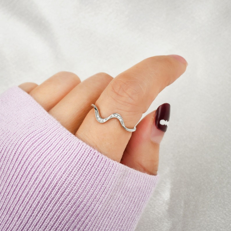 Sterling Silver Wave Nature Ring
