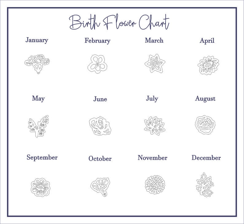 Sterling Silver Personalized Birth Flower Bouquet Pendant Necklace