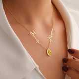Silver Personalized Birthstone Multiple Name Pendant Necklace