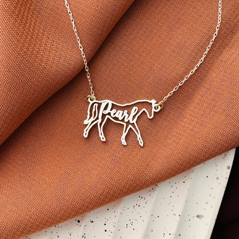 Sterling Silver Personalized Horse Name Pendant Necklace