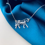 Sterling Silver Personalized Horse Name Pendant Necklace