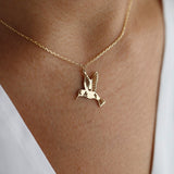 14K Gold Hummingbird Pendant Necklace