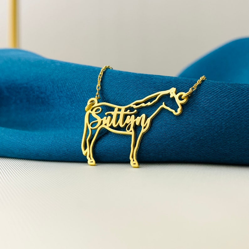 Sterling Silver Personalized Horse Name Pendant Necklace