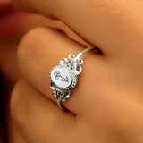 Sterling Silver Oval Personalized Birth Flower Narure Ring