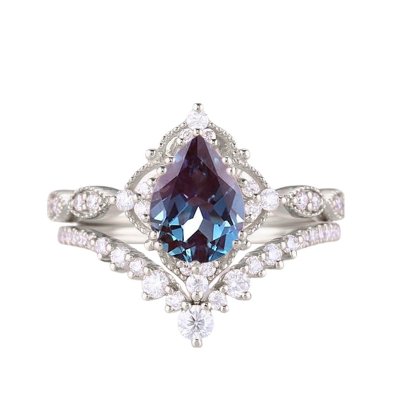 Sterling Silver 10K 14K 18K Gold Pear Shaped Gemstone Engagement Ring