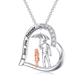 Sterling Silver Heart Father Daughter Pendant Necklace for Daughter