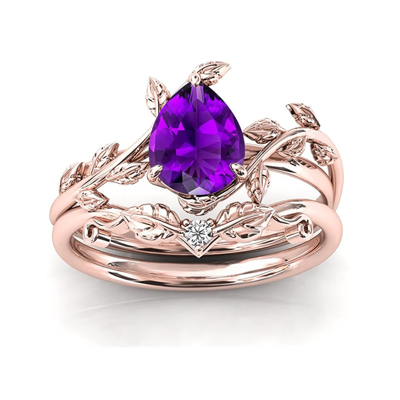 Sterling Silver 10K 14K 18K Gold 1ct Pear Shaped Gemstone Gemstone Engagement Ring Wedding Ring Sets