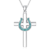 Sterling Silver Turquoise Cross Bear Claw Cowboy Boot Pendant Necklace