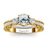 Sterling Silver 10K 14K 18K Personalized Engraved 1 Carat  Round Birthstone Engagement Ring