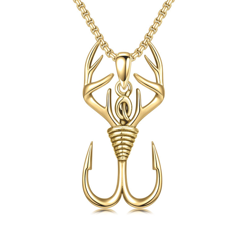 Sterling Silver Antler Pendant Necklace for Men