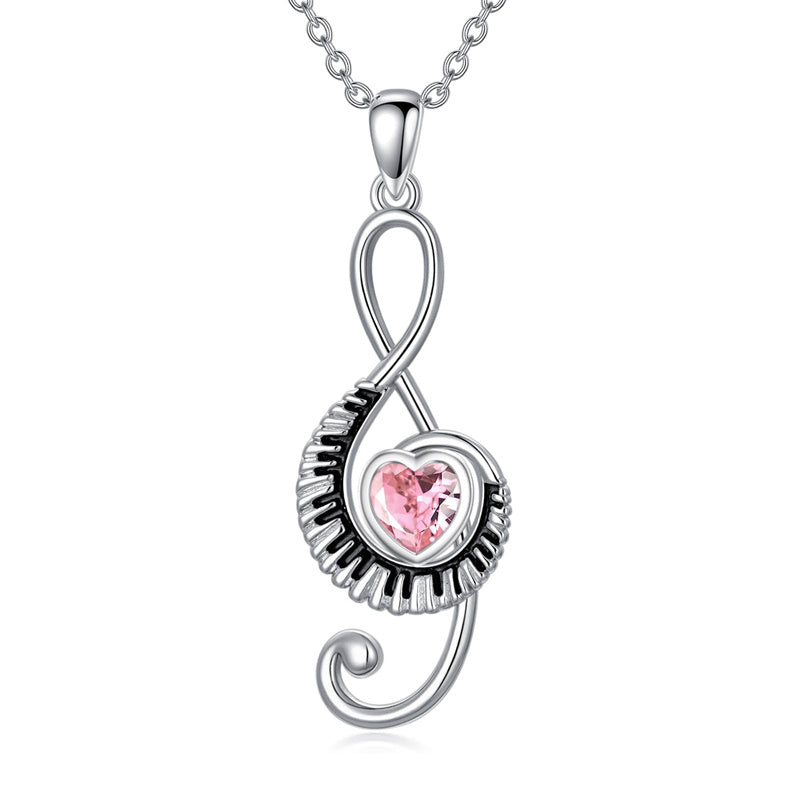 Sterling Silver Birthstone  Music Piano  Pendant Necklace