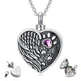 Sterling Silver Heart Personalized Photo  Paw Print Urn Necklace for Ashes