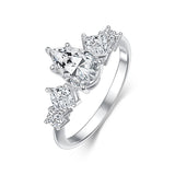 Sterling Silver Personalized Engraved 1.5 ct Pear Shape Engagement Ring