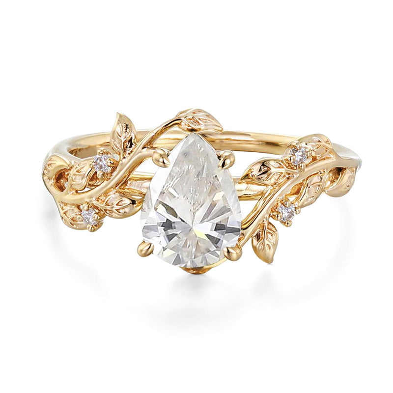 Sterling Silver 10K 14K 18K  Gold Pear Gemstone Vintage Engagement Wedding Promise Anniversary Ring