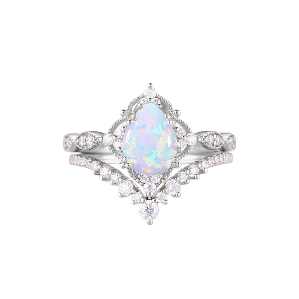 Sterling Silver 10K 14K 18K Gold Pear Shaped Gemstone Engagement Ring