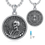Sterling Silver Memento Mori& Gothic Skull Urn Necklace For Ashes