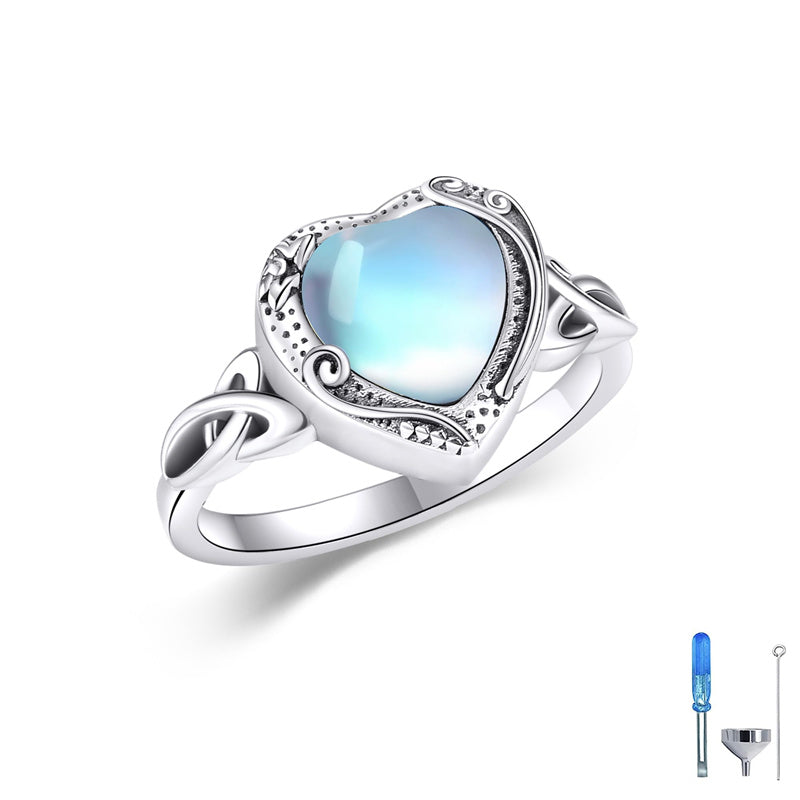 Sterling Silver Moonstone Butterfly Urn Ring for Ashe With Engraved