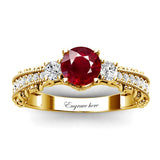 Sterling Silver 10K 14K 18K Personalized Engraved 1 Carat  Round Birthstone Engagement Ring