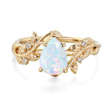 Sterling Silver 10K 14K 18K  Gold Pear Gemstone Vintage Engagement Wedding Promise Anniversary Ring