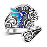 Sterling Silver Hummingbird Butterfly Bee Red Cardinal Pink Flamingo Adjustable Spoon Ring