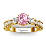 Sterling Silver 10K 14K 18K Personalized Engraved 1 Carat  Round Birthstone Engagement Ring