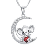 Sterling Silver Birthstone Elephant Pendant Necklace