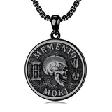 Sterling Silver Memento Mori Skull Pendant Necklace