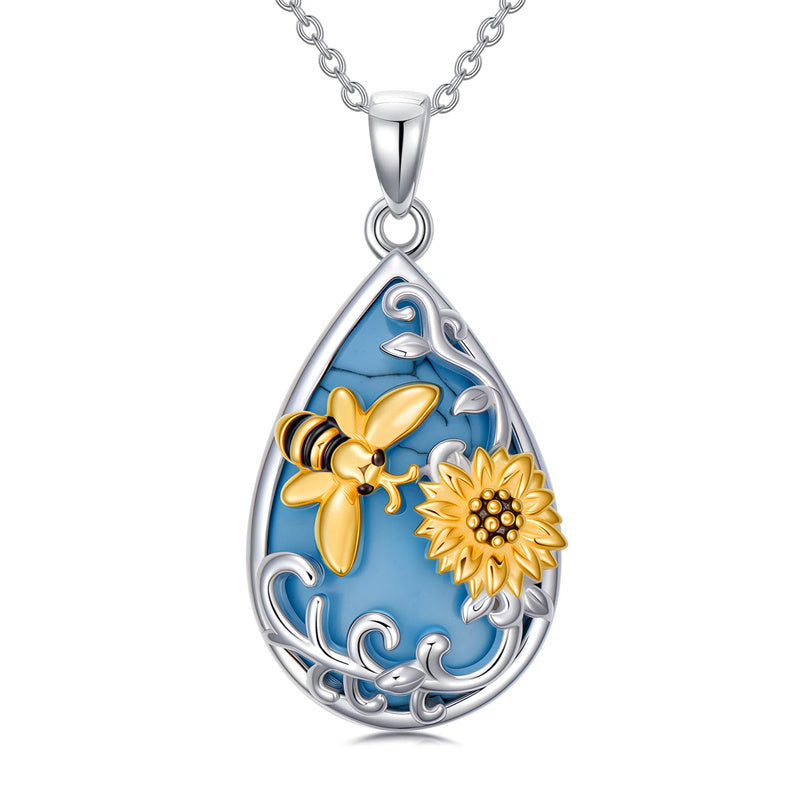 Sterling Silver Turquoise Butterfly Dragonfly Bee Hummingbird Ladybug Pendant Necklace