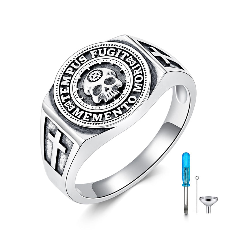 Sterling Silver Memento Mori Urn Ring for Ashes