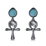 Sterling Silver Medieval Sword Dangle Cross Knives  Ankh Drop Earrings